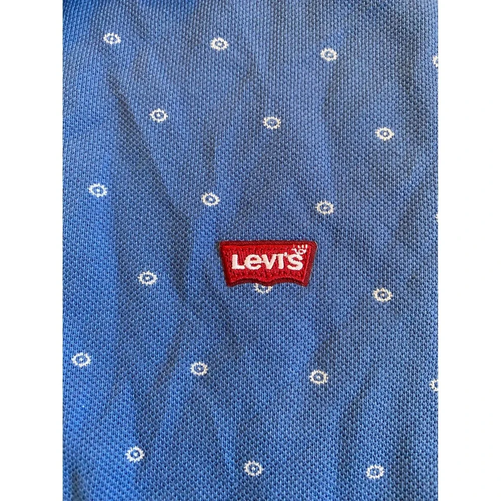 Levis Housemark Polo Shirt Mens Medium Blue Geometric Print Performance